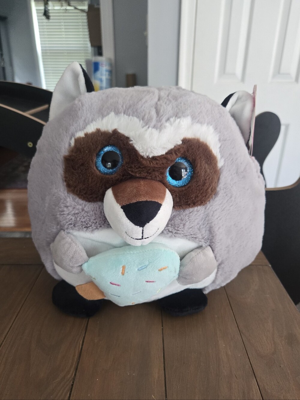 Gray Raccoon Plush with Mint Ice Cream New With Tags